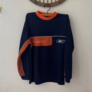 Reebok Orange Blue Thick Pullover Crewneck Sweater Jersey Large 14-16